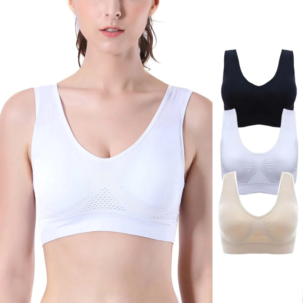 

3Pc Women Bras Set Plus Size Seamless Bra Cotton Breathable Sport Underwear Wireless With Pads Push Up Bra Plus Size