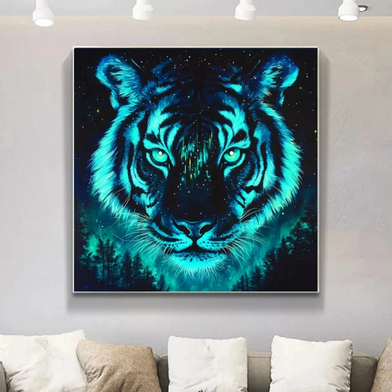 Tiger Diamant-Malerei-Set 5D DIY Stickerei Tier Vollrund-Bohrer Mosaik Baum Wald Vollbild Heimdekoration Handarbeit Geschenke