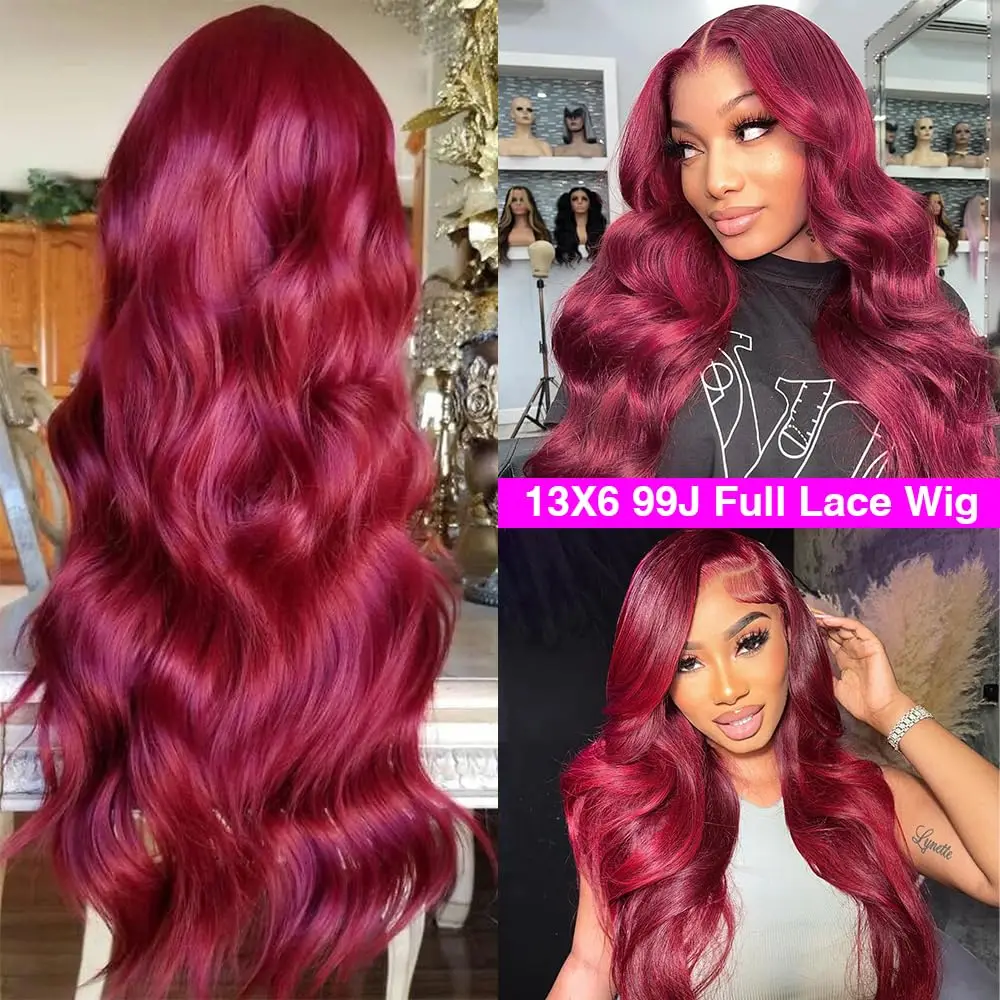Burgundy 13x6 Hd Lace Frontal Human Hair Wig 220 Density Brazilian 13x4 Lace Front Wig 99j Body Wave Human Hair Wigs For Women image 3