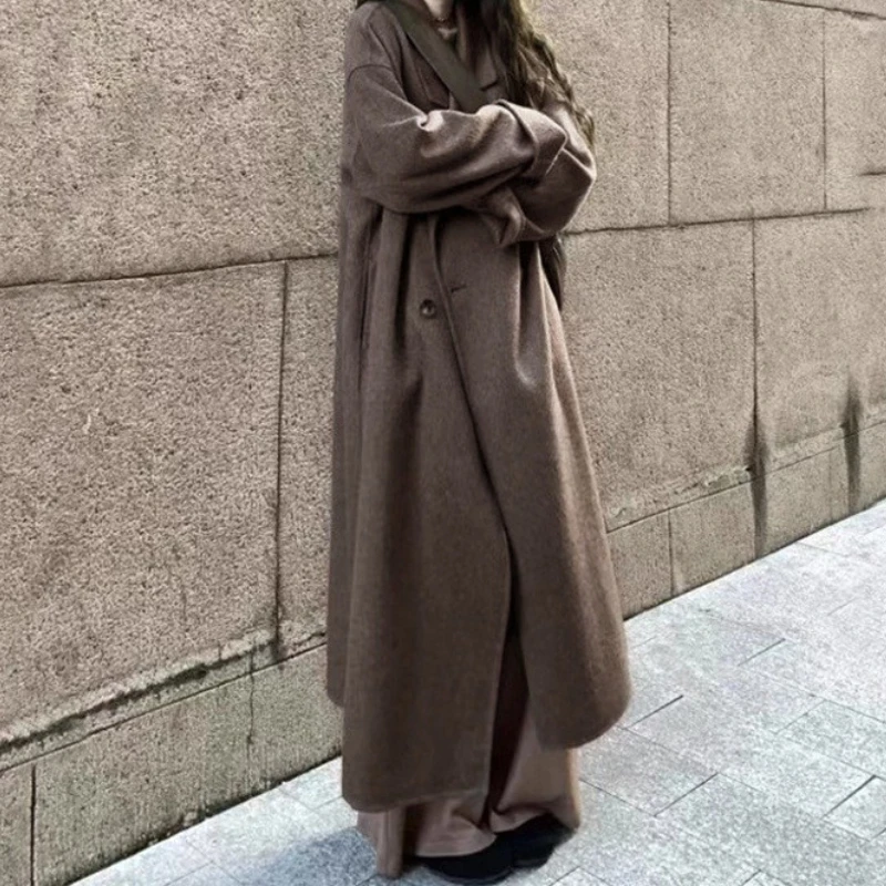 

Korean Design Woolen Coat Autumn and Winter 2025 New Female Small Temperament Mid-length Trench Coat