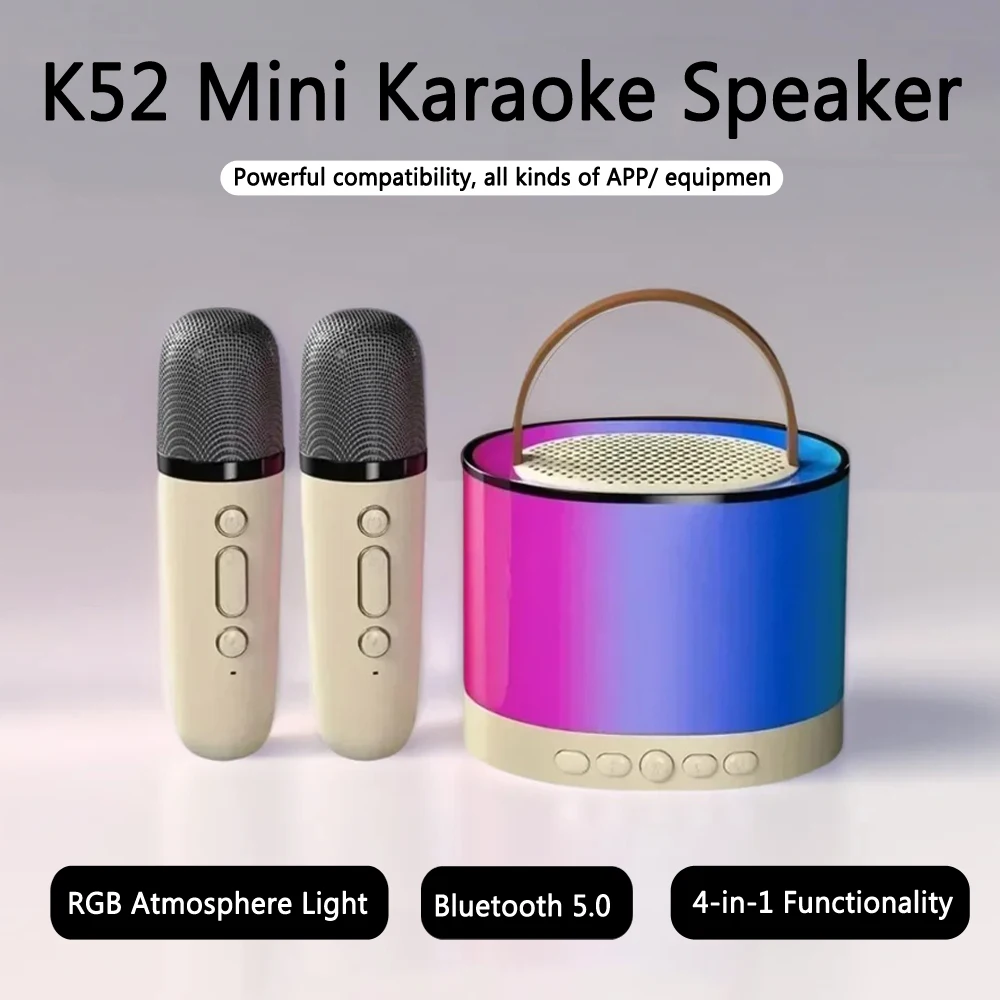 K52 Portable Bluetooth Speaker with Dual Microphones Multi-function RGB Ambient Light Long Battery Life BT5.0  Wireless Speaker