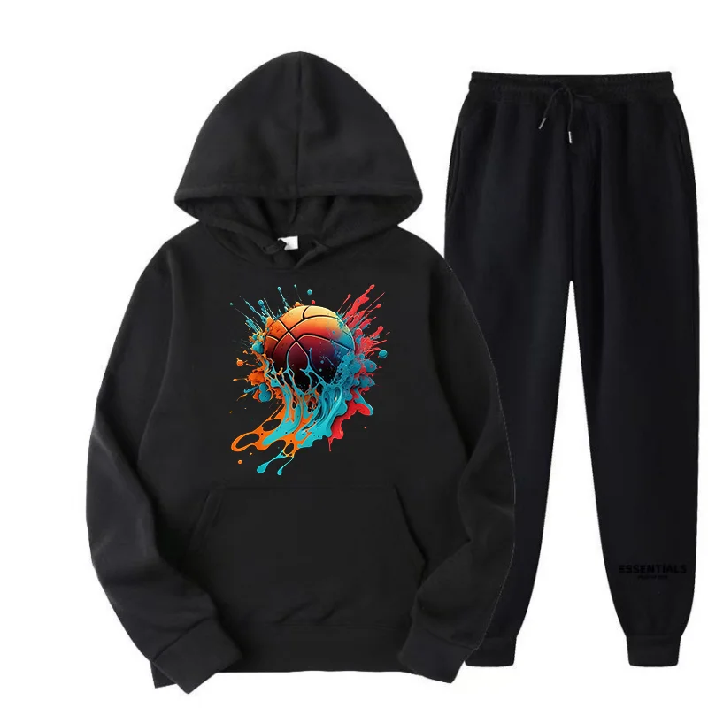 

Men's and women's sports and casual hoodies, comfortable sportswear set, fashionable and minimalist print style