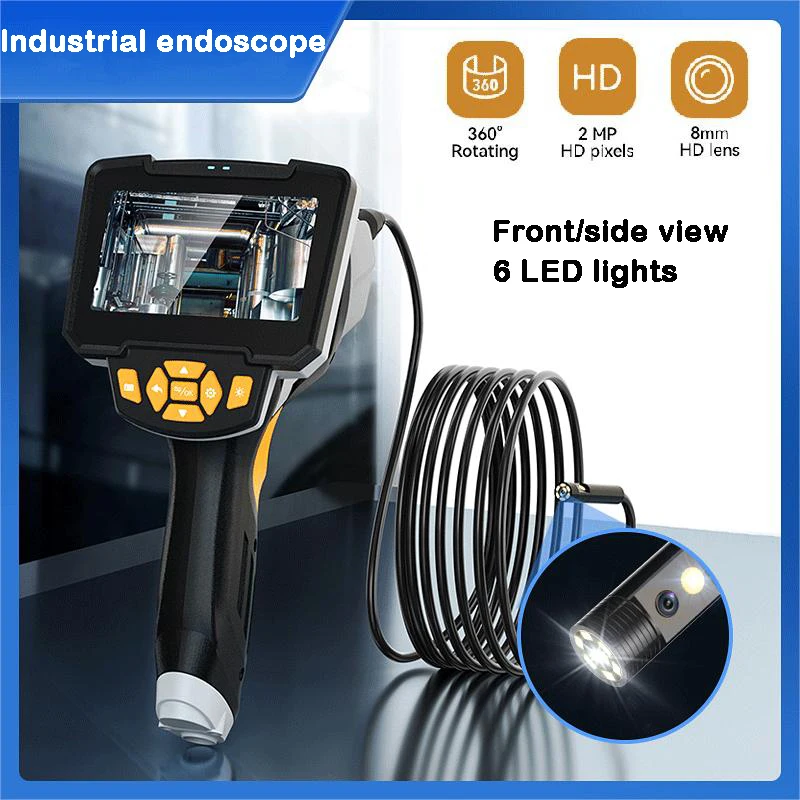 

1080P HD Portable Industrial Endoscope with 8mm Dual Lens 4.3" Screen Pipe Inspection Endoscope IP67 Waterproof Endoscope car