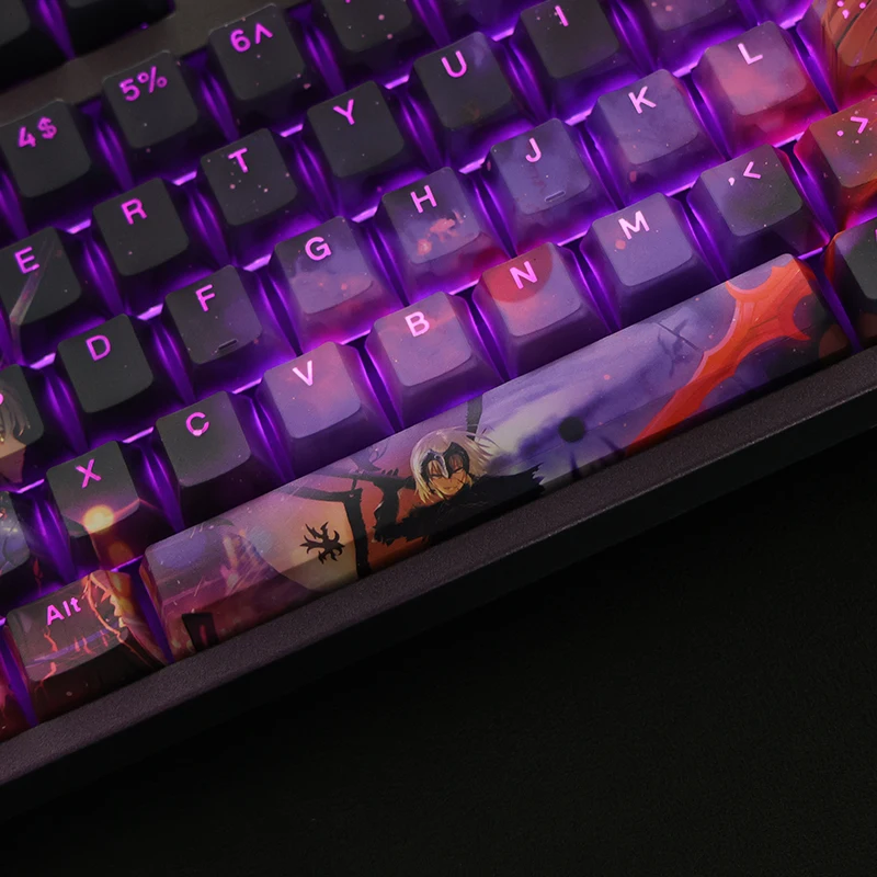 Fate/grand order 108 teclas pbt tintura sublimação keycap rgb pode transmitir luz anime keycaps para teclados de jogos mecânicos