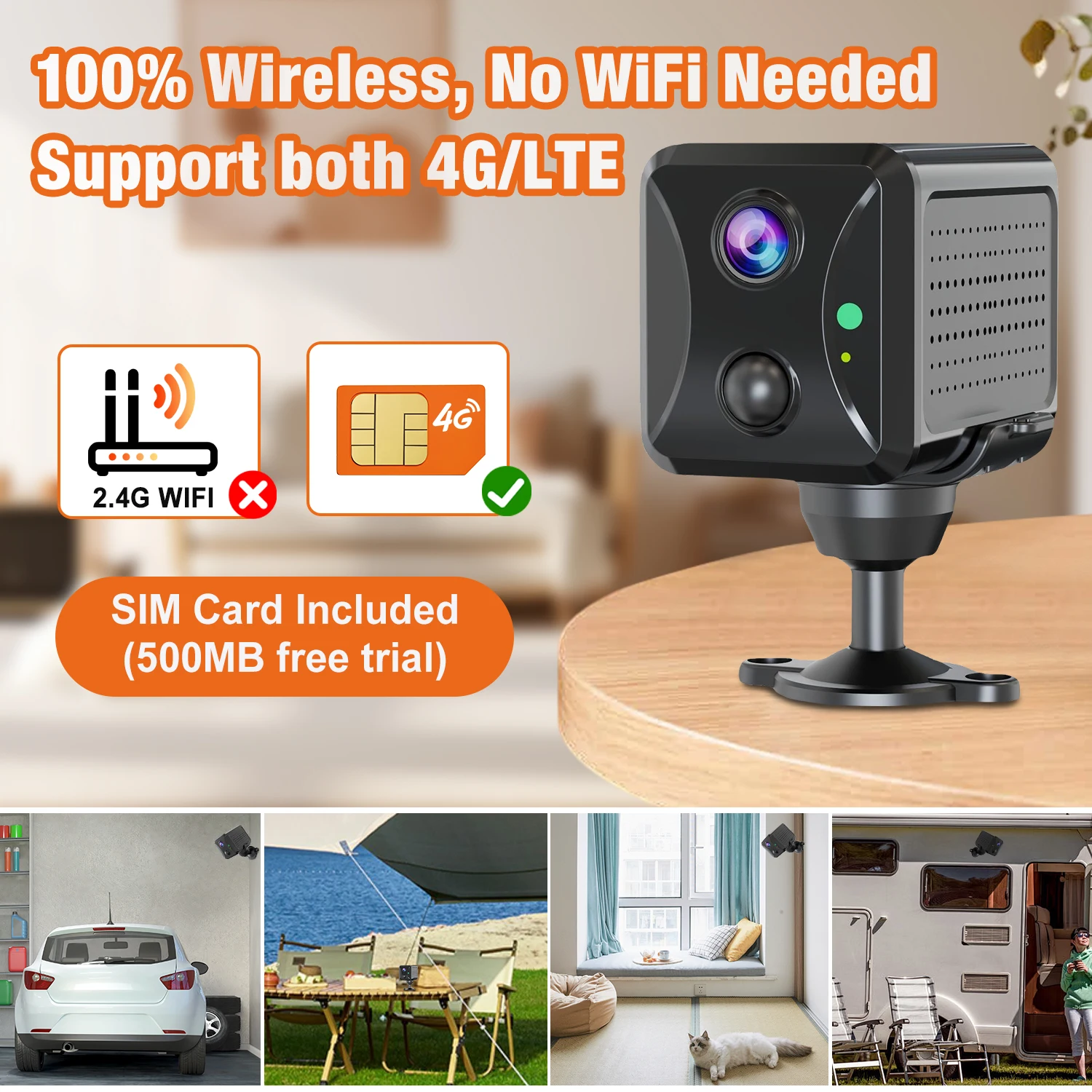 Ubox 5MP HD 4G Sim Low Power Mini Camera WiFi 2400mAh Battery CCTV Security Camera Intercom PIR Detection Surveillance IP Camera