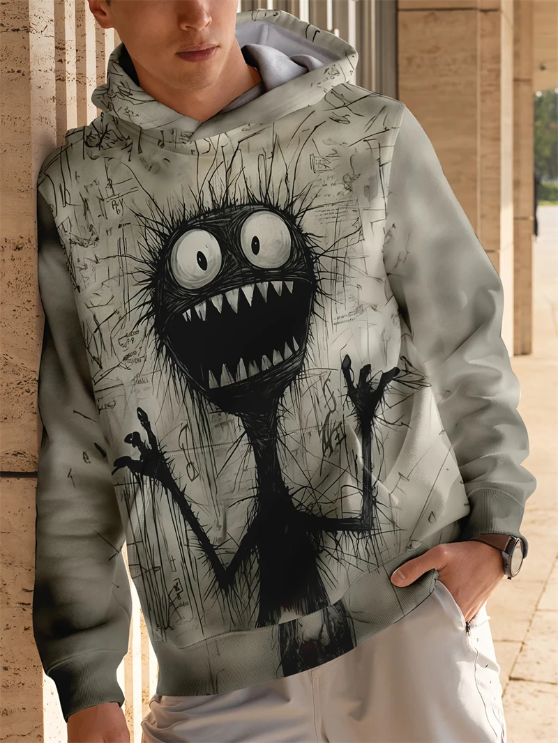 لطيف بارد القط نمط هوديي للرجل مضحك الحيوان 3D مطبوعة طويلة الأكمام عارضة البلوز الشارع قمم هوديس فضفاض البلوز #3