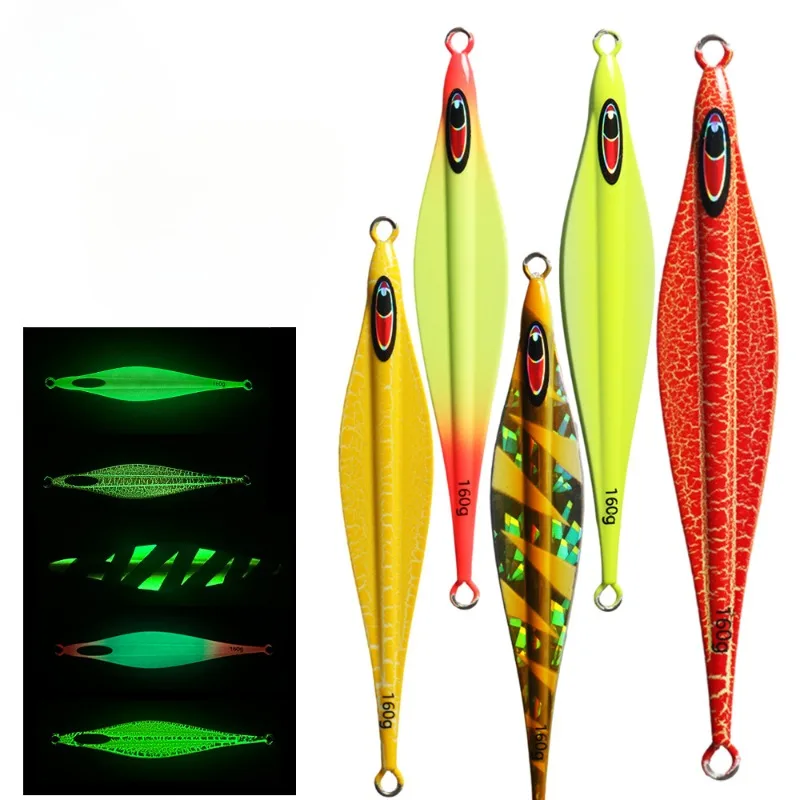 

Metal Jigging Slow Sinking Fishing Sea Bait 170mm 160g Laser Paper Coating Luminous Jig Saltwater Deepsea Trolling Lure