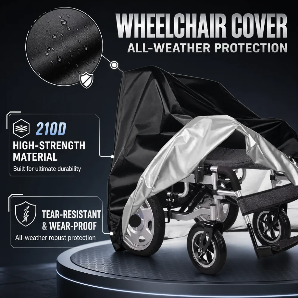 1pcs 210D Durable Heavy-Duty Electric Wheelchair Cover - All-Weather Protection, UV Shield, Windproof, Snowproof
