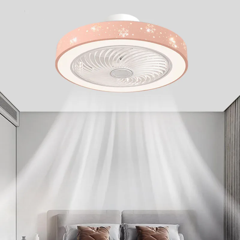 Pink Blue Ceiling Fans with Lights 6 Speeds APP+Remote Control Iron Fan Light Led 3 Color Dimmable Bedroom Living Room Fan Lamp