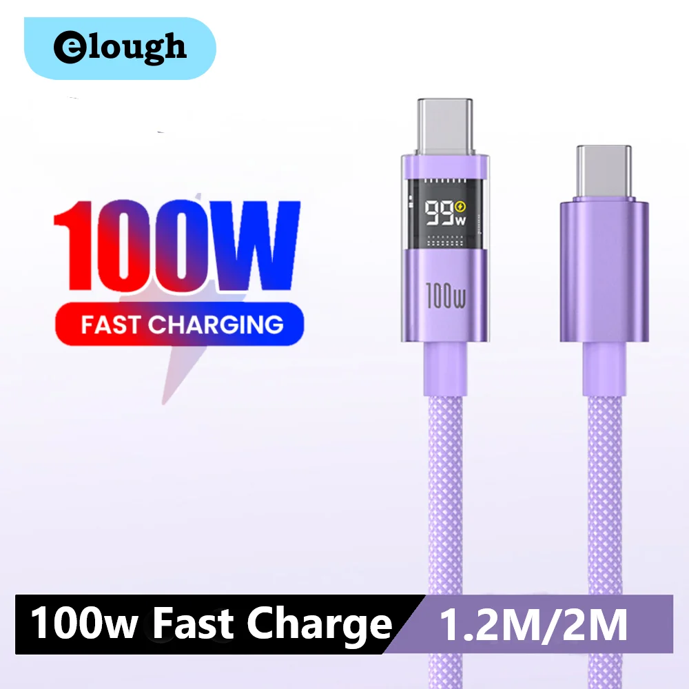 

PD 100 Вт USB C — USB C Супер зарядный кабель со светодиодной подсветкой Провод типа C для Iphone 15 16 Huawei Samsung S24 S23