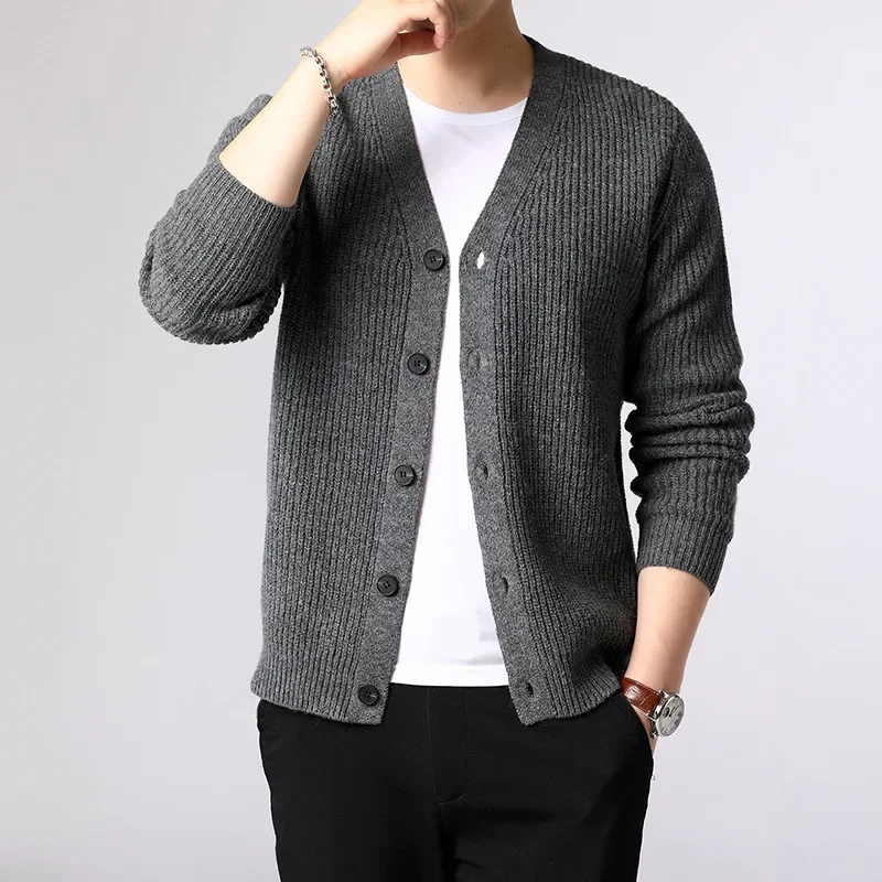 Men Green Knitted Cardigan Plus Size Long Sleeve Button Up Top Boys Knitwear Sweater Plus Size Knit Top Winter Outerwear Xxxl