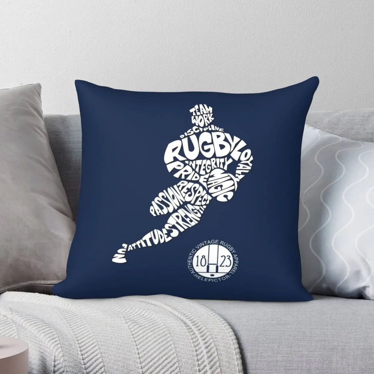 Rugby World Pillowcase Polyester Linen Velvet Printed Zip Decor Home Cushion Cover