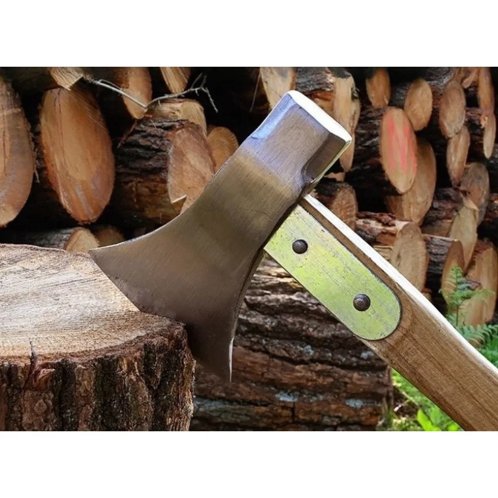 لتقطيع الحطب والأشجار والتخييم وفأس يدوي من الفولاذ الكربوني فأس مقبض خشبي معزز للاستخدام الخارجي #5