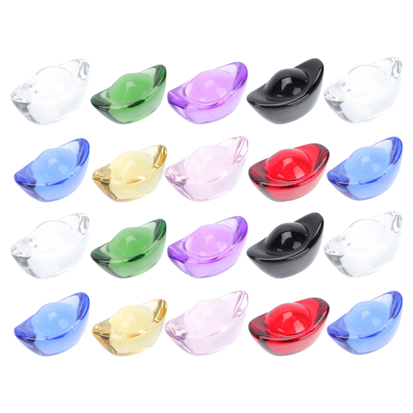 

20Pcs Simulation Crystal Golden Ingots Feng Shui Colorful Yuan Bao Wealth Ornament Home Office Decoration Crystal Golden Ingots