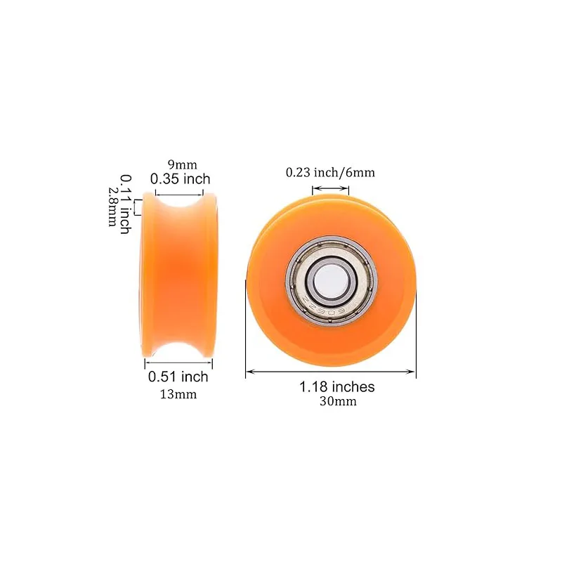 4Pcs U Groove Pulley Wheel U-Groove Roller Guide Pulley Rolling Bearing Roller Wheel 6x30x13mm for Hardware Doors Windows