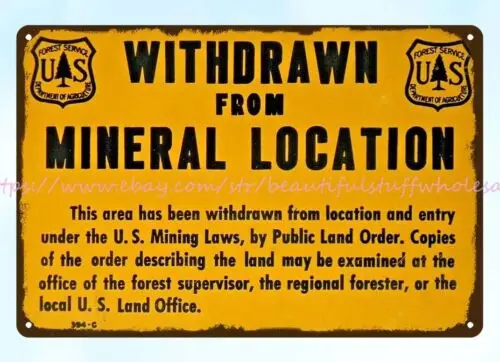 kitchen Withdrawn From Mineral Location MINING metal tin sign