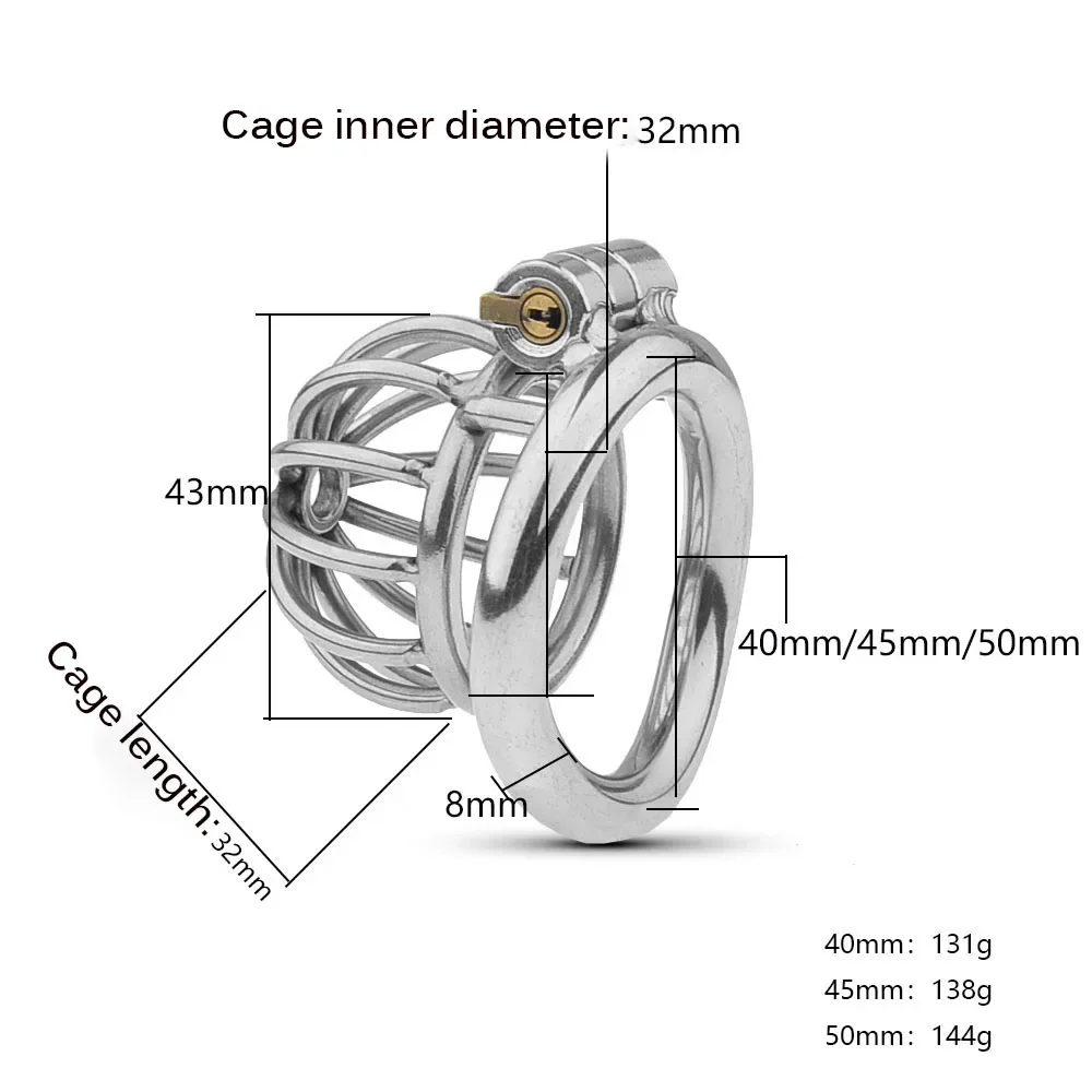 Male Small/Super Small Chastity Cage Stainless Steel Chastity Device Penis Cage Cock Ring With Lock Sex Toys For Men BDSM Sissy