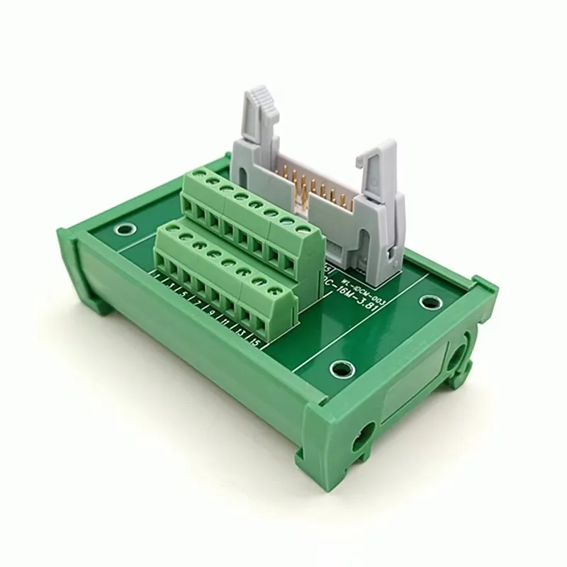 DIN Rail Mount IDC16 Male Header Breakout Board, Terminal Block, Connector UM42mm PCB Module Rack