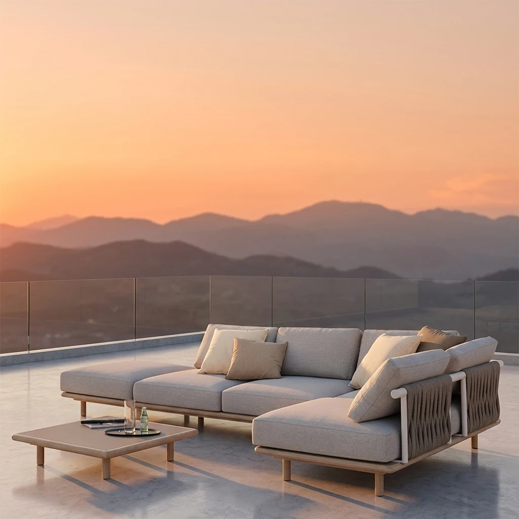 

# Modern Outdoor Leisure Patio Furniture Set PE Rattan Aluminum Fabric For Home Hotels Private Balcony Park Dining Living Room