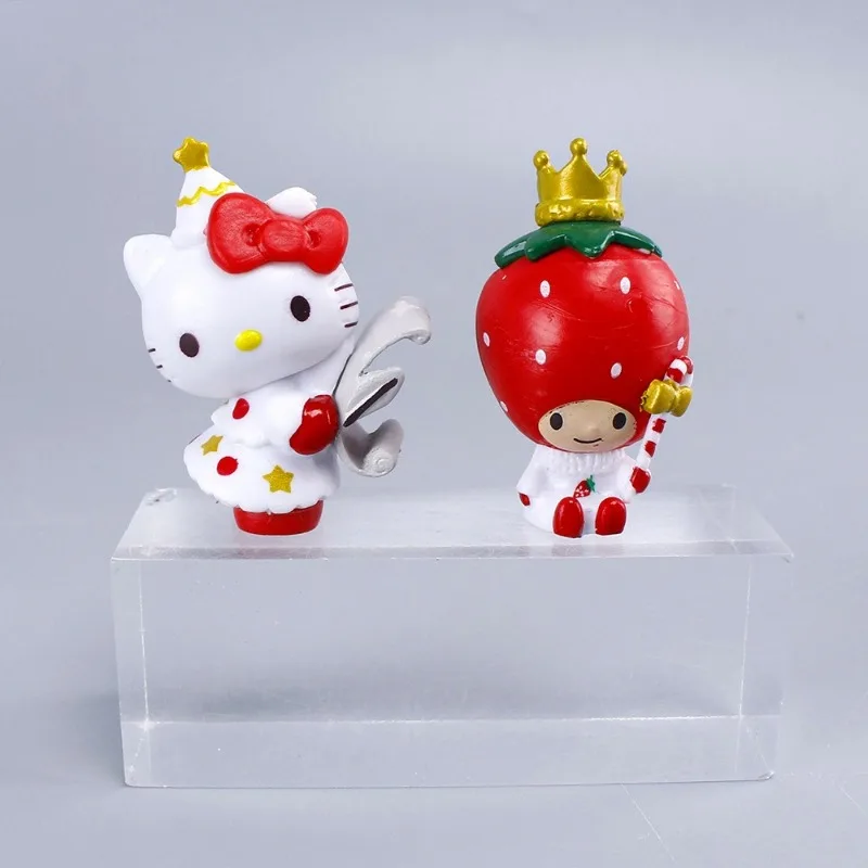 Sanrio boneka dekorasi Hello Kitty tokoh Anime Kuromi My Melody mainan imut Model dekorasi kue Figural hadiah ulang tahun anak