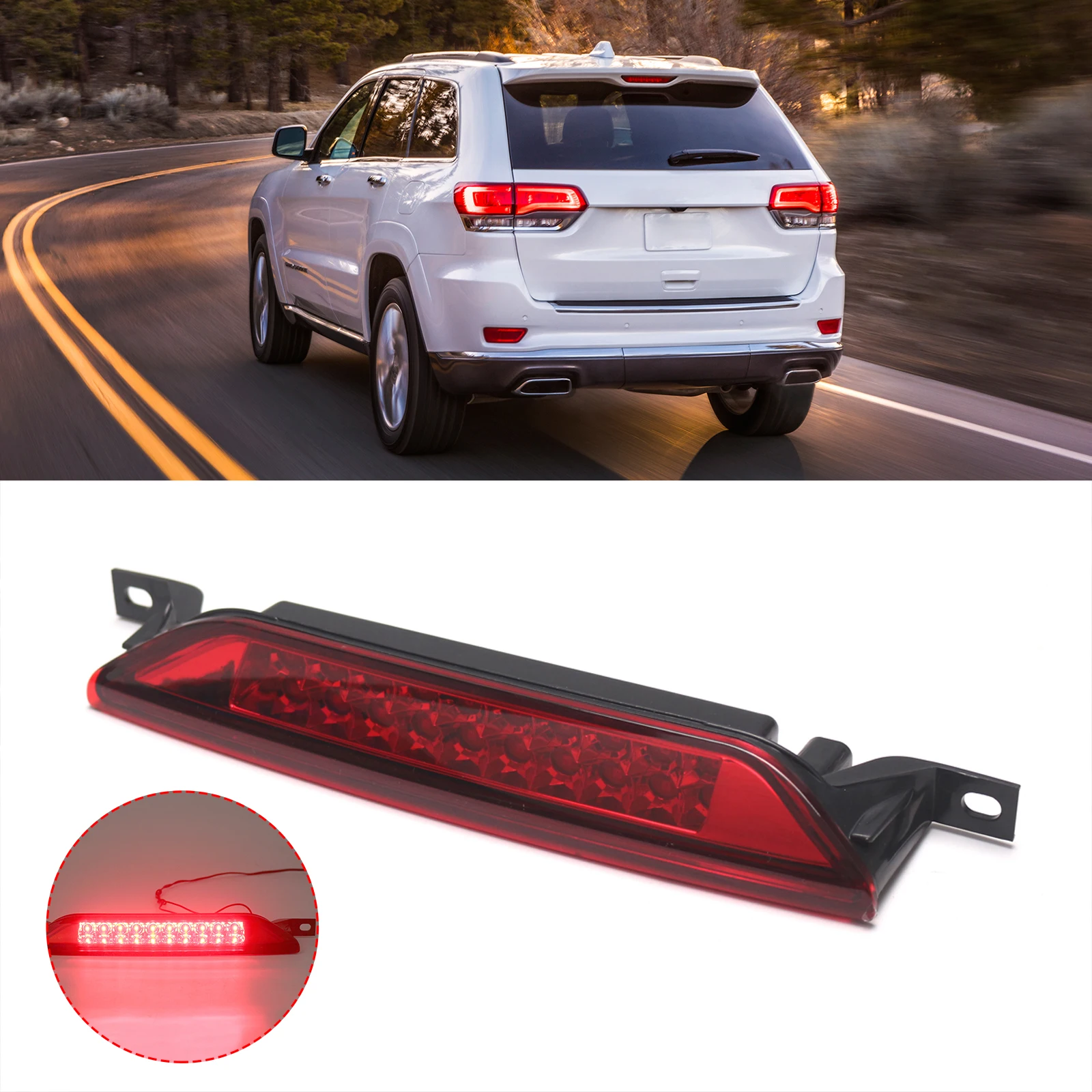 

High Mount Stop Lamp 5303754AC Third Brake Tail Light High Mounted Stop Light for Jeep Compass 07-16 Grand Cherokee 11-21