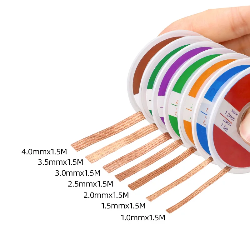 Desoldering Wick Braided Copper Wire BGA Repair Tool Welding Point Solder Remover Soldering Lead Cord Flux 1/1.5/2/2.5/3/3.5/4mm