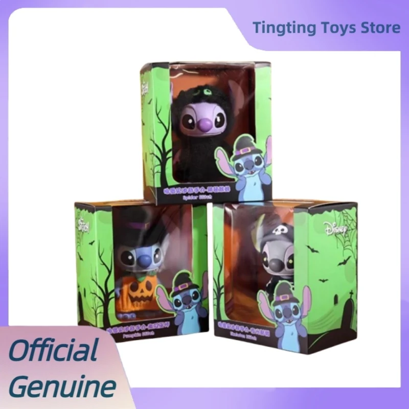 Halloween Stitch Naughty Stitch Figurine Disney Pumpkin Wizard Luminous Skeleton Anime Figure Model Doll Desktop Ornament Toy
