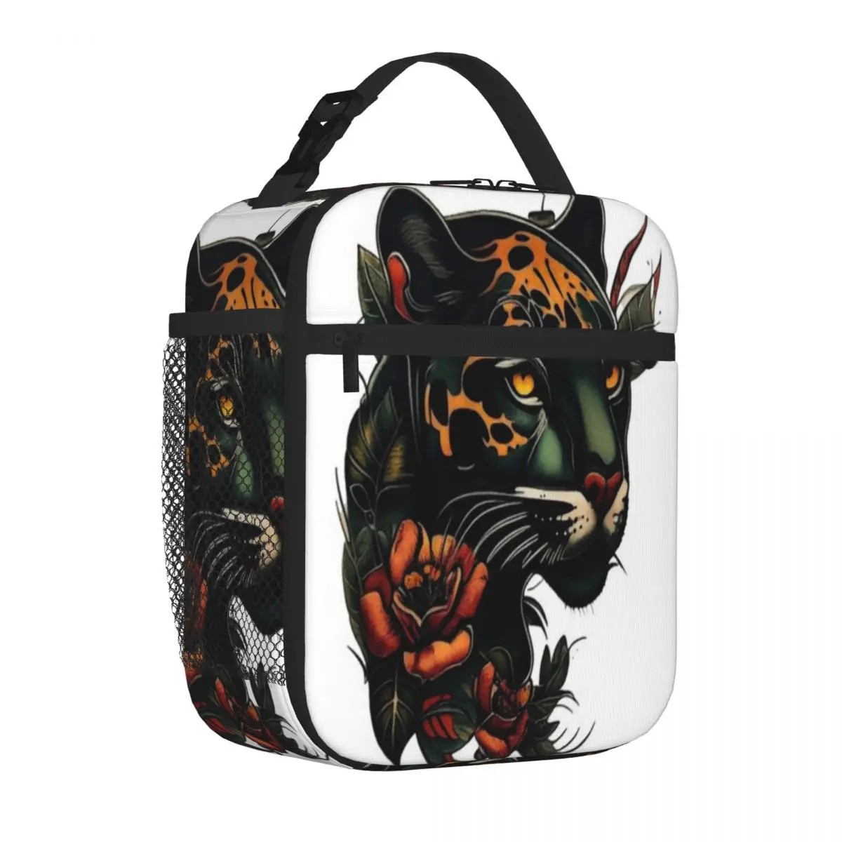 Bestselling Panther Drawing Tattoo Retro Insulated Food Bag Safari Lunch Nylon Lunch Bag