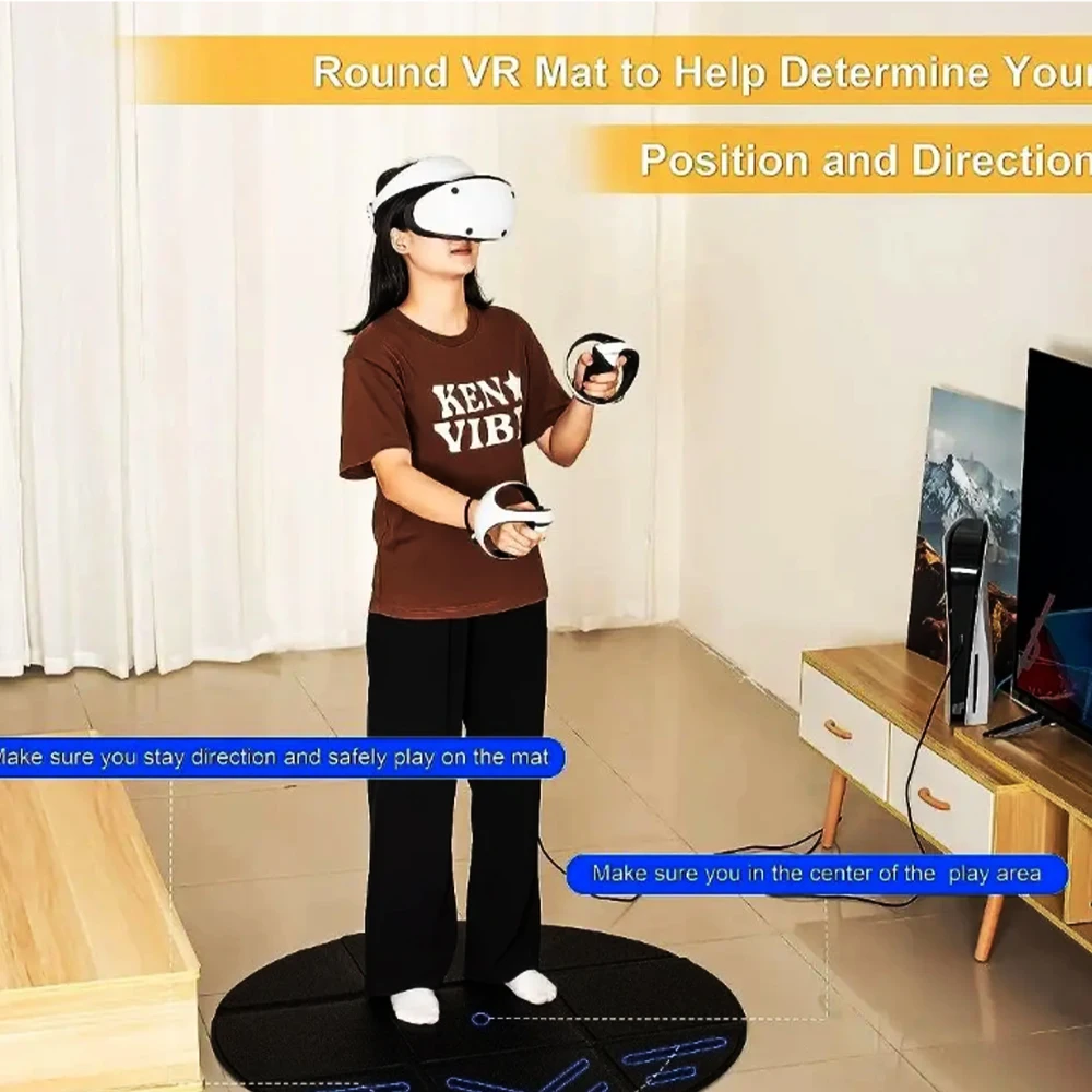 حصيرة الواقع الافتراضي العالمية لأجهزة Apple Vision Pro/ Meta Quest 3S/3 الألعاب المحيطة الدائمة محاكاة الحركة حصيرة مستديرة قابلة للطي VR حصيرة