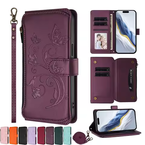 Leather Card Holder Phone Case For Samsung Galaxy S25 Ultra Edge S24 S23 S22 S21 S20 S10 S9 Plus FE S10E Wallet Flip Cover