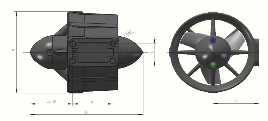 Underwater 200m 3kgf thruster waterproof brushless DC motor  motor ROV thruster for underwater robots M060