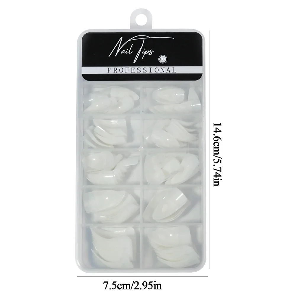100Pcs Hawk Curved Nail Tips Full Cover Eagle Claw Curve False Nails Extension White/Clear Fake Nails For Manicure Art Salon