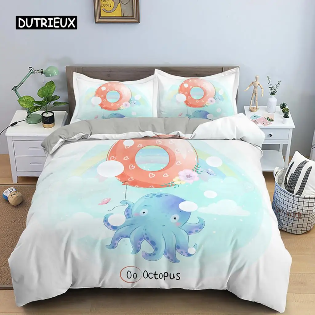 

Cartoon Animal Duvet Cover Set Microfiber Letter Animal Pattern Quilt Cover King Queen Twin Size Bedclothes 2/3pcs Bedding Set