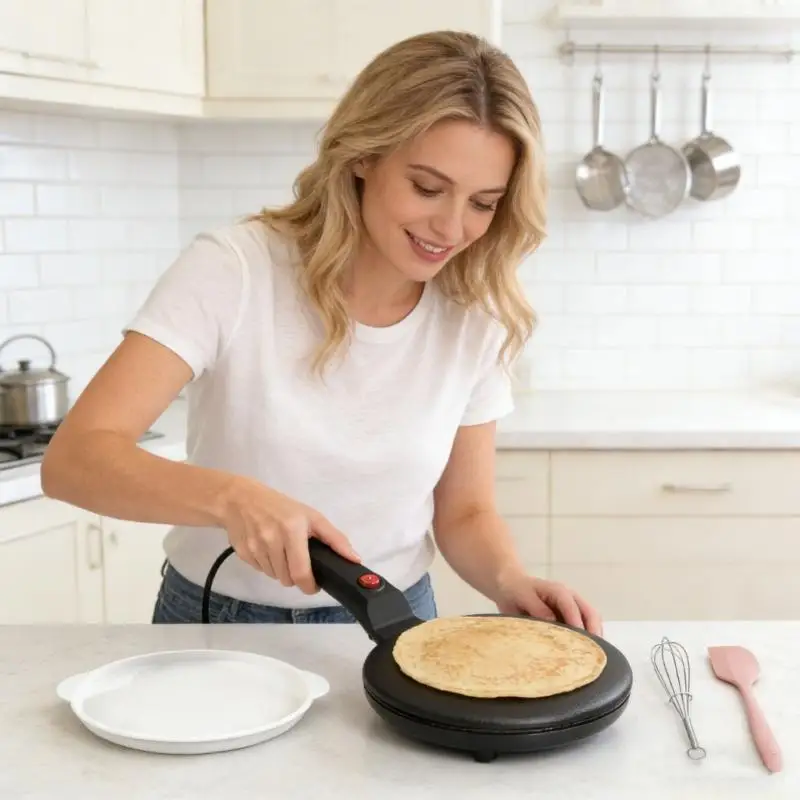 

D0AB Multi Purpose Crepe Pan Unit Ergonomic Grip For Pleasant Cooking Experience