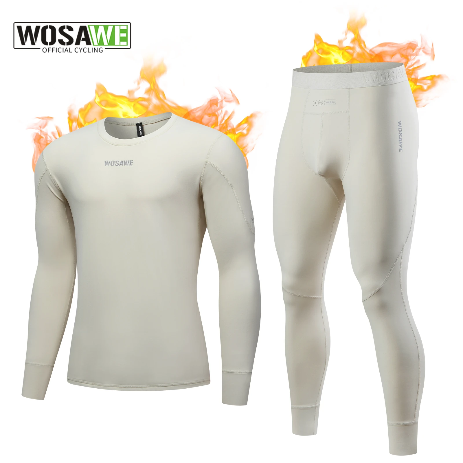 

WOSAWE Men's Thermal Underwear Suit Winter Bicycle Clothing Winter Warm Cycling Base Layer Inner Cycling Jersey Set Long Johns