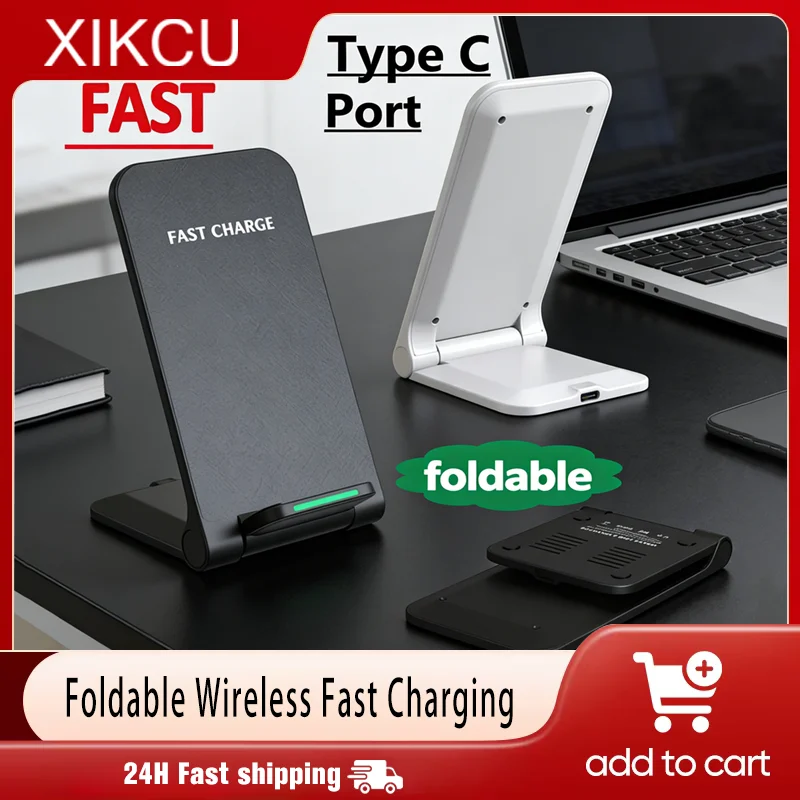 Fast Wireless Charger Stand Pad for iPhone 17 16 15 14 13 Pro Samsung Xiaomi Phone Chargers Induction Fast Charging Dock Station