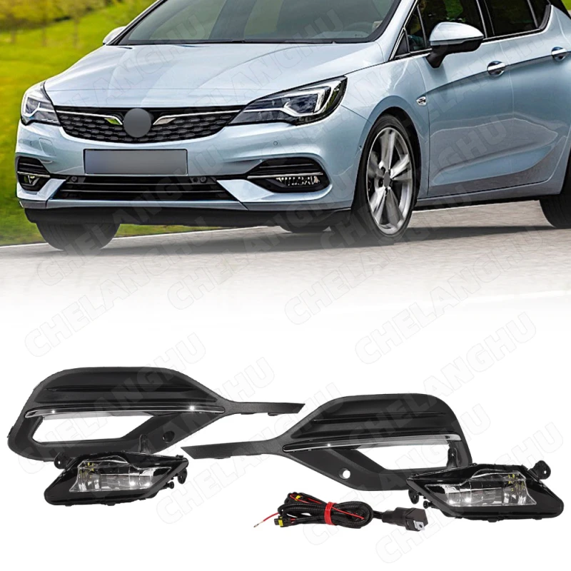Set Front Bumper LED Fog Light For Vauxhall Opel Astra K 2020 2021 2022 2023 2024 Car-styling Fog Lamp Cover Grille And Wire