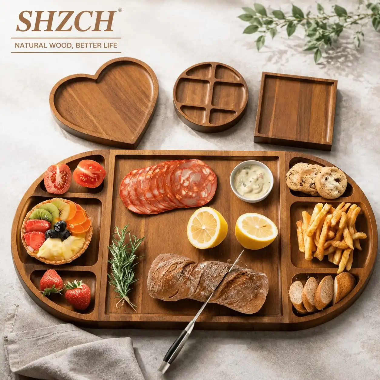 Wooden Semicircle Cutting Board - Multi-Functional Kitchen Tray for Steak, Bread & Cheese | Home Chopping Board