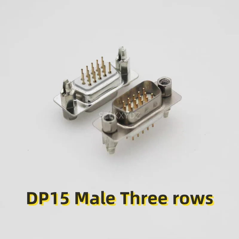 10PCS/LOT DB15 DP15 Male/DP15 Female  Male pins Female hole Welded plate with riveted harpoon fixing screws