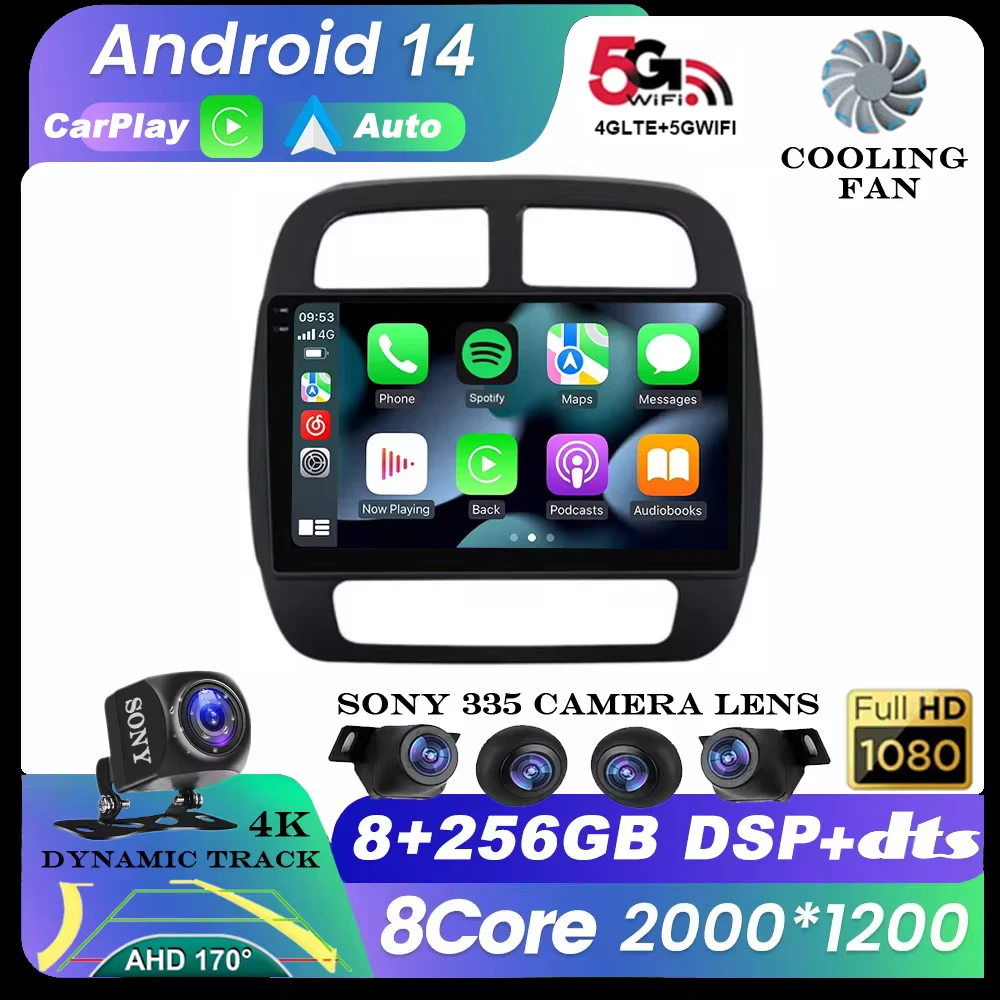 

Android 14 For Renault KWID K-ZE 2018 2019 Car Player Navigation GPS WIFI Radio Stereo Video Multimedia Carplay Auto 360 Camera