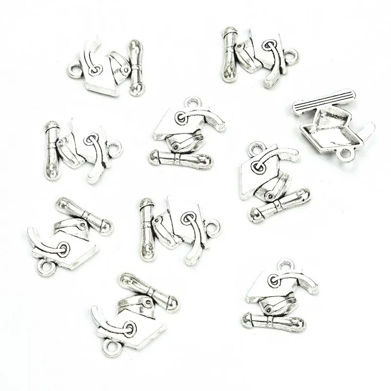 20pcs Graduation Theme Bachelor Cap&Acceptance Letter Charms For Jewelry Gift Making DIY Necklace Bracelet Retro Alloy Pendants