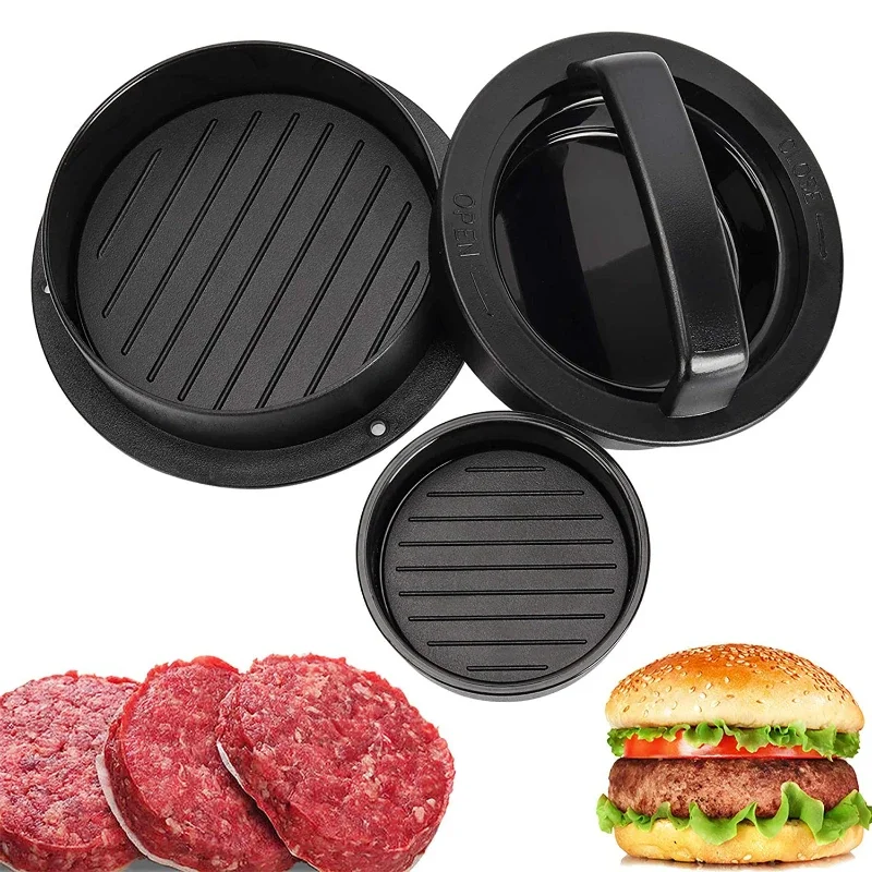 Prensa de carne de hamburguesa ABS, molde antiadherente de forma redonda para parrilla de ternera, accesorios de cocina