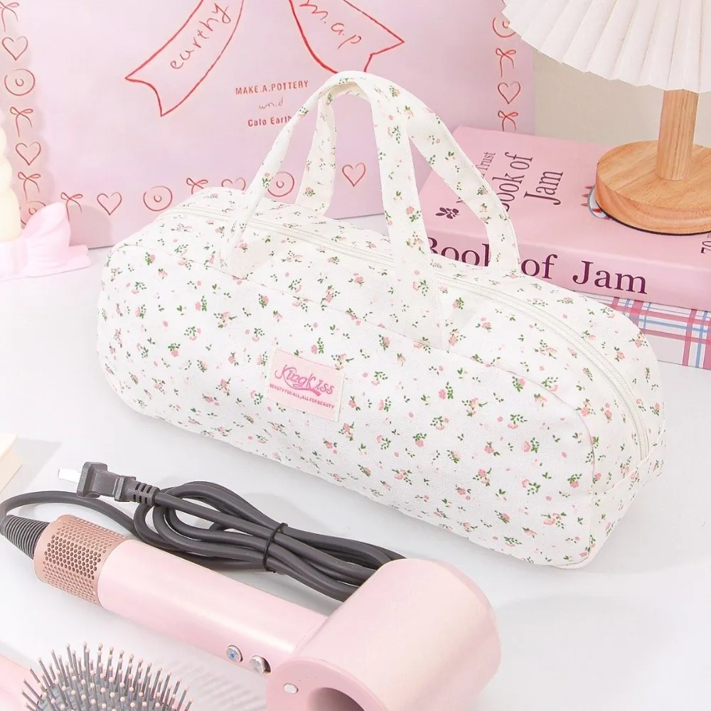 Quilted Hair Dryer Storage Bag Large Capacity Foldable Hair Tools Organizer Bag Polyester Fabric Dustproof