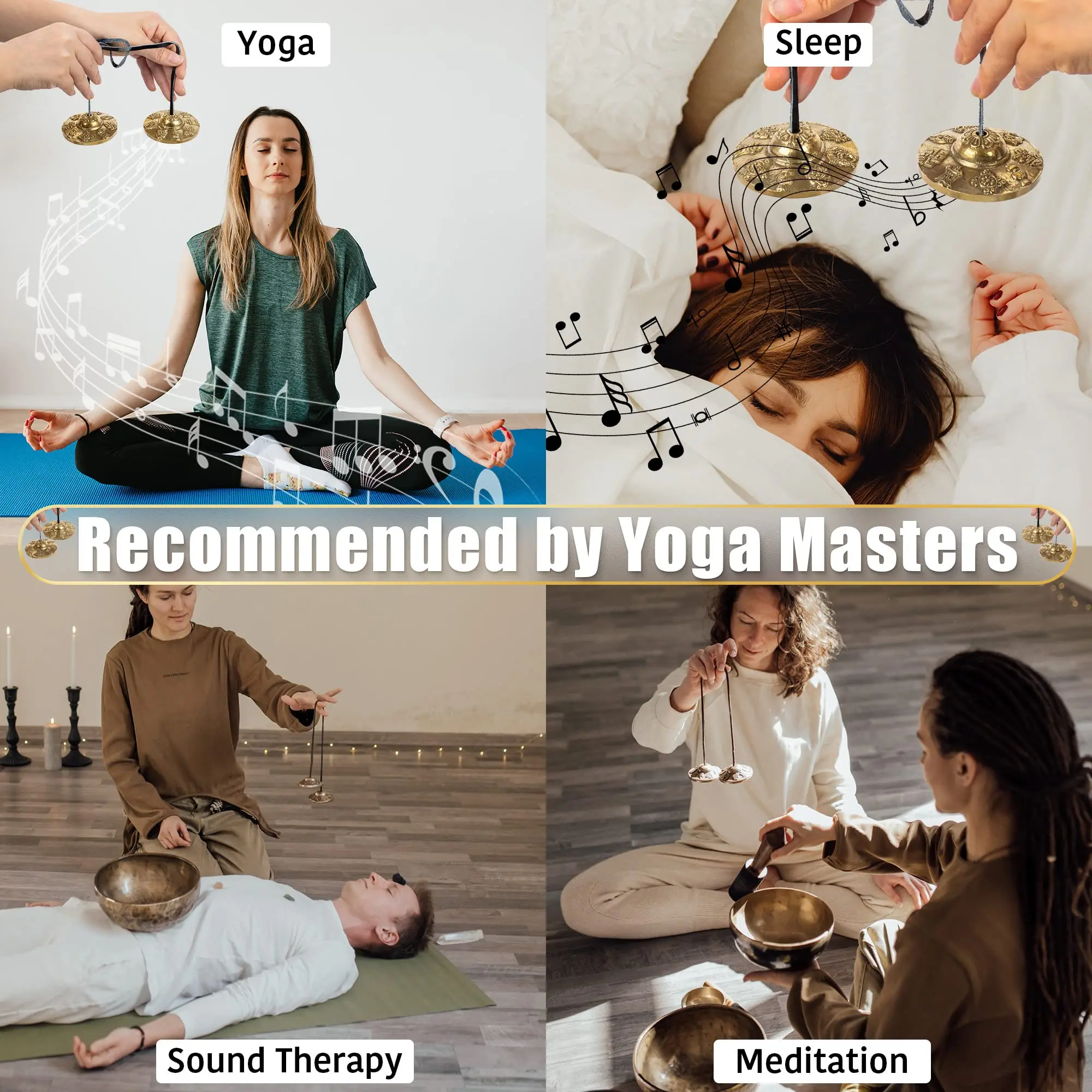 Tantric ritual instruments Dharma bell, cymbals, summer bells, vajra, and incense, Yoga Buddhist