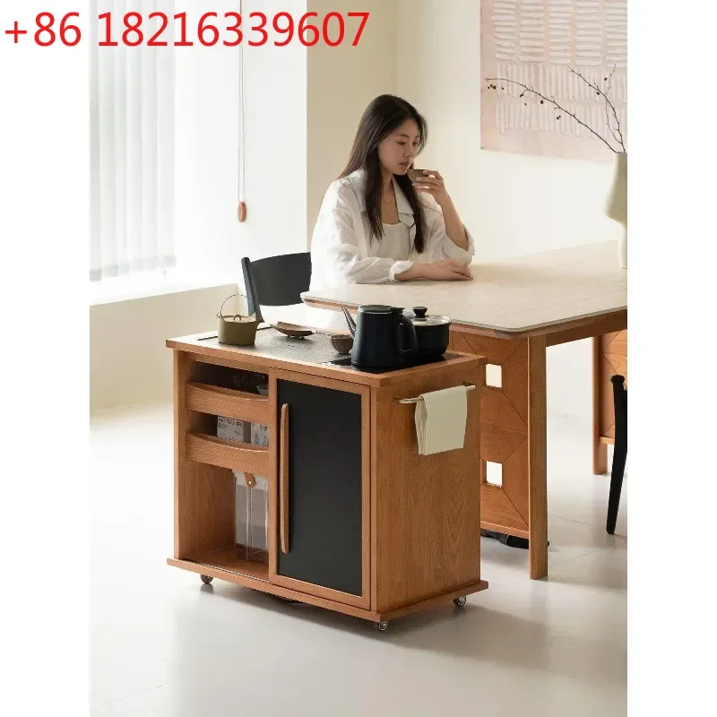 YAO Song Dynasty Aesthetic Movable Tea Cart Solid Wood Coffee Table Living Room Small Apartment Tea Making Integrated Household