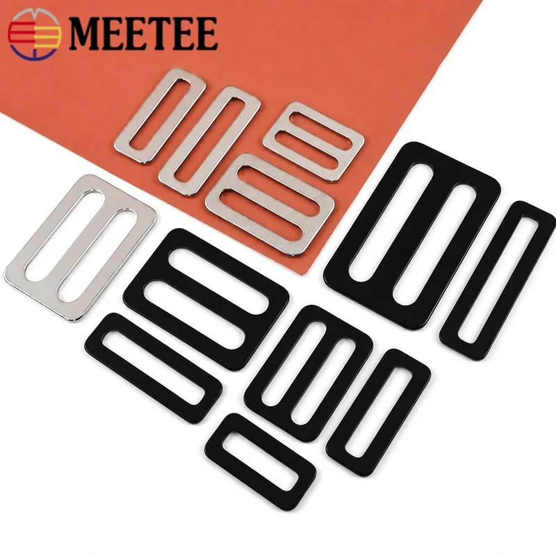 10Pcs 20-50mm Dog Collar Rectangle Ring Clasp Stainless Steel Tri-Glide Slider Adjuster Buckle Bag Strap Connect Hook Accessory