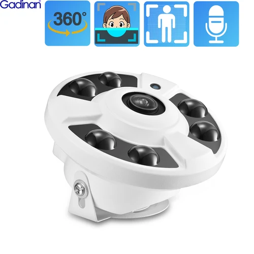 Gadinan-cámara IP panorámica con ojo de pez, dispositivo de vigilancia con detección facial de Metal, 4K, Audio interior, 8MP, 1,7mm, 5MP, 4MP, CCTV, P2P, 48V, POE