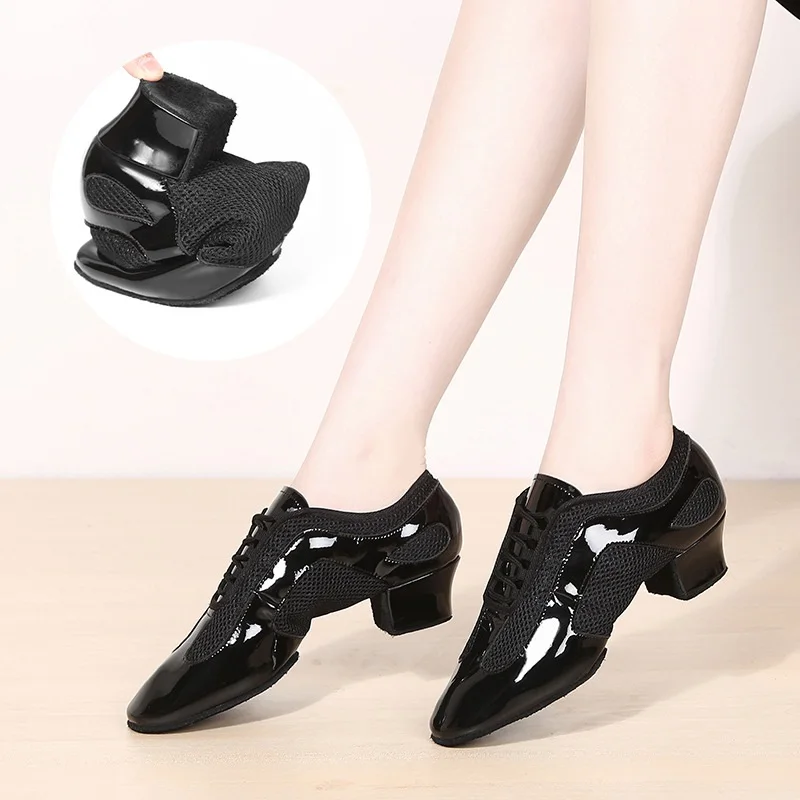 

Latin Dance Shoes Women Adult With Soft Bottom Square Dance Shoes Ventilate Shiny Sneakers Ballroom Dancing