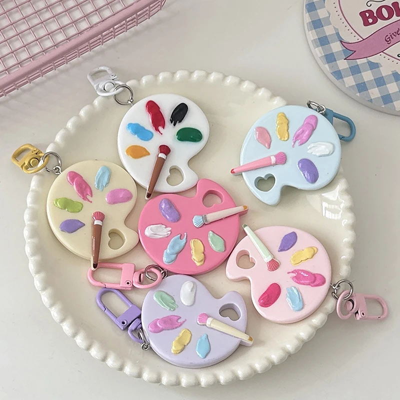 1Pc Cute Paint Palette Keychain Fun Creative Pendant Couple Girlfriends Gift Fashion Mini Palette Book Bag Accessories