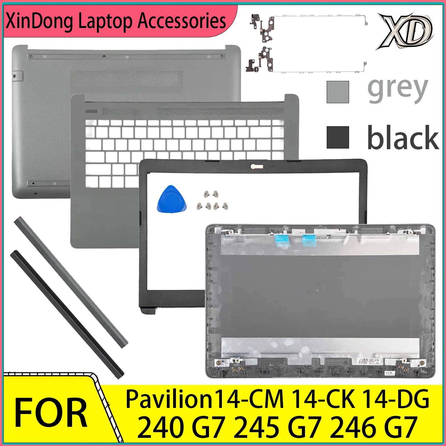 NEW For HP Pavilion 14-CK 14-CM 14-CY 14-DG 14Q-CS 240 245 246 G7 TPN-I131 Plastic Back Cover/Front Bezel/Palmrest/bottom/Hinges